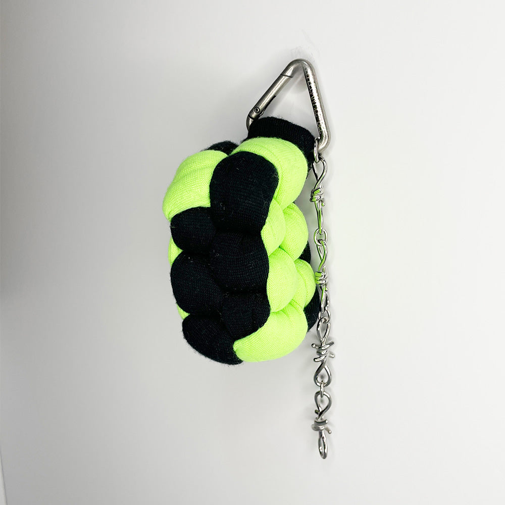 Scoubidou Lucky Charm Keyring (Neon green & Jack black)