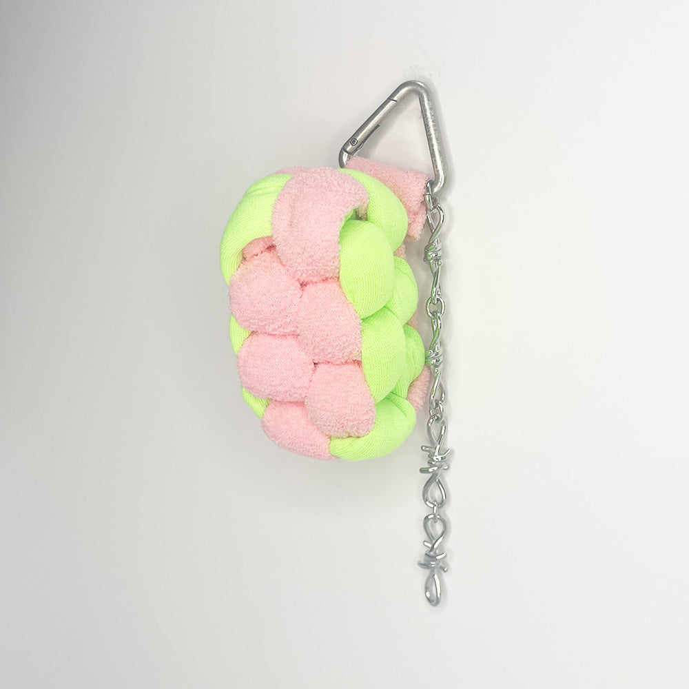 Scoubidou Lucky Charm Keyring (Neon Green & Pink)